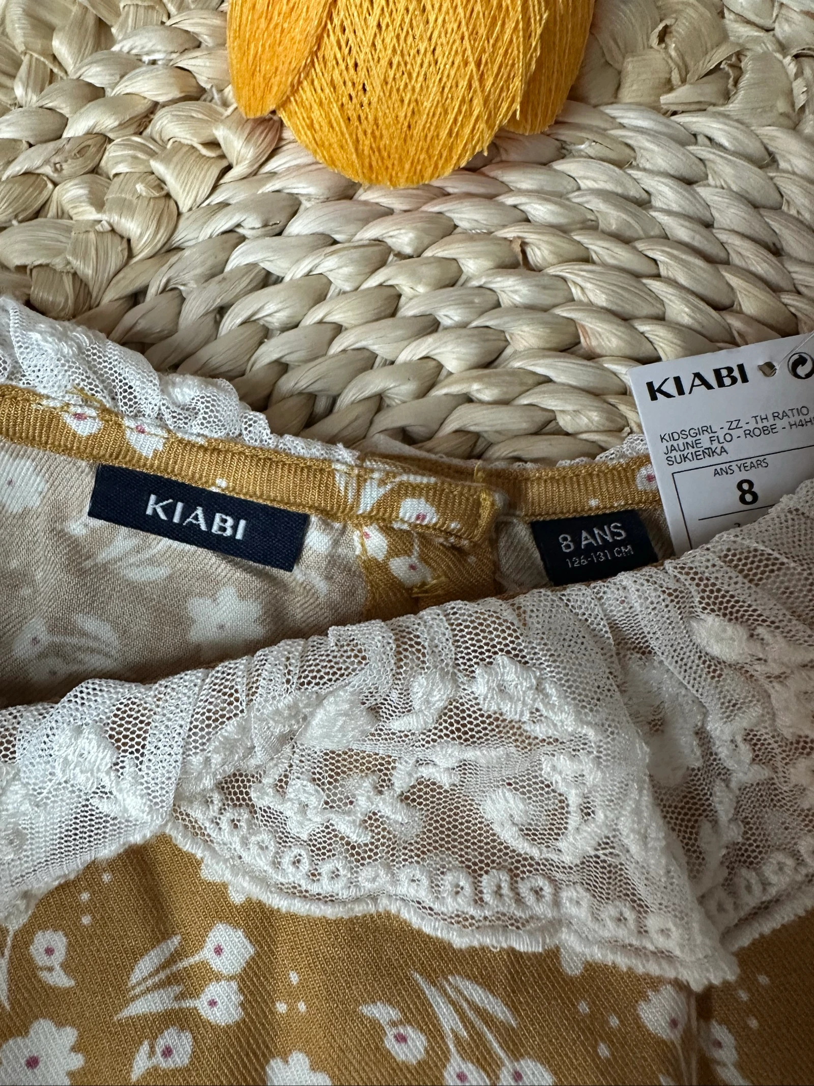 Vestido de Mangas Longas Kiabi 8 anos Amarelo Mostarda e Branco – photo 5